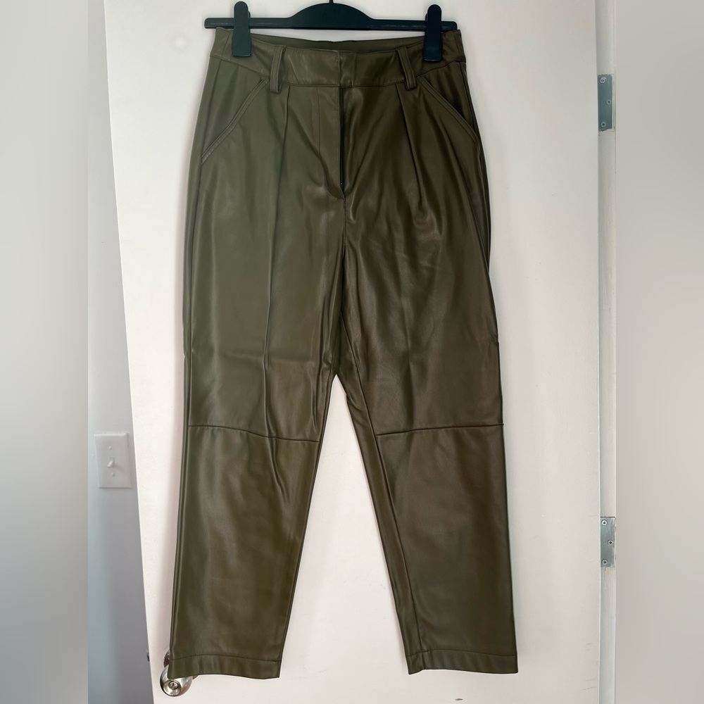 Top shop green leather pant size 10